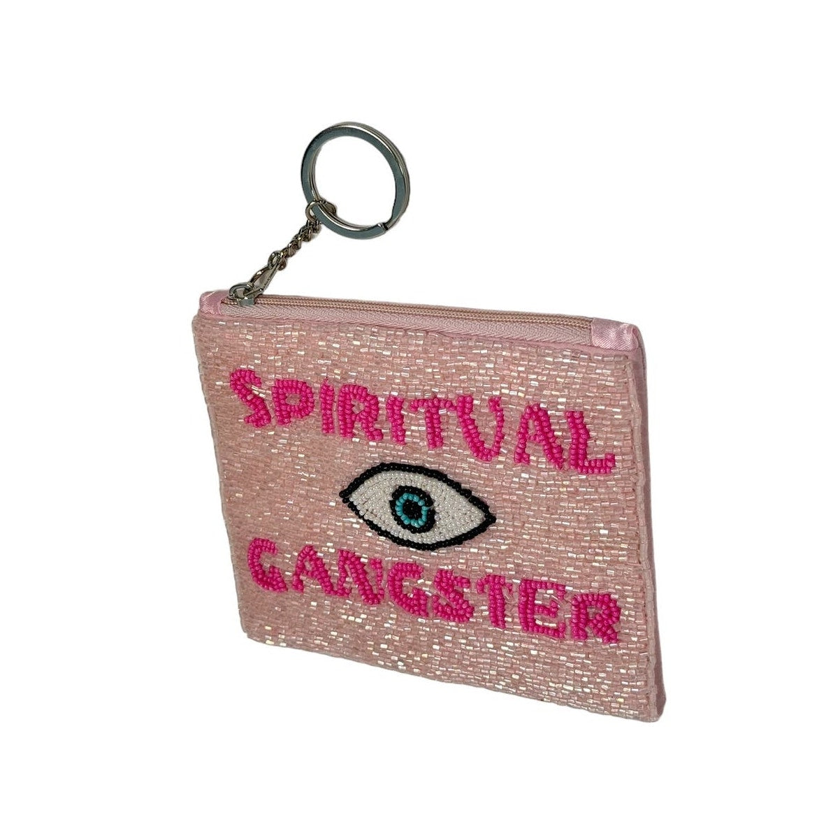 Gigi Spiritual Ganster Small Pouch Key Ring Evil Eye Design Pink/White New