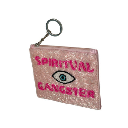 Gigi Spiritual Ganster Small Pouch Key Ring Evil Eye Design Pink/White New