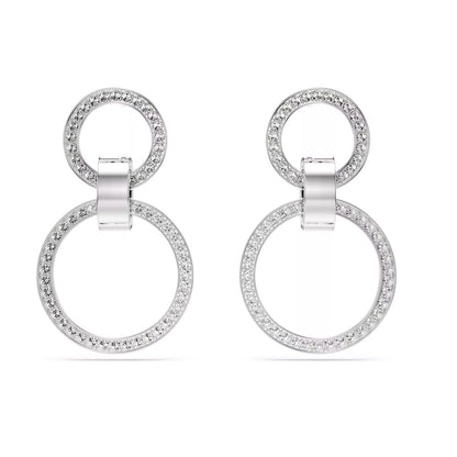 Swarovski Hollow hoop earrings White, Rhodium plated