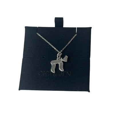 Pave Chai Pendant Silver Necklace