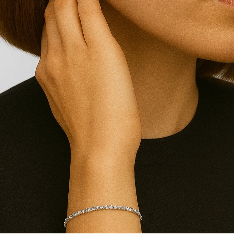 Classic Thin Tennis Bracelet  925 Sterling Silver Cubic Zirconia