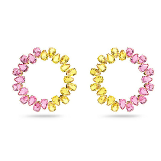 Swarovski Millenia hoop earrings Pear cut crystals, Multicolored