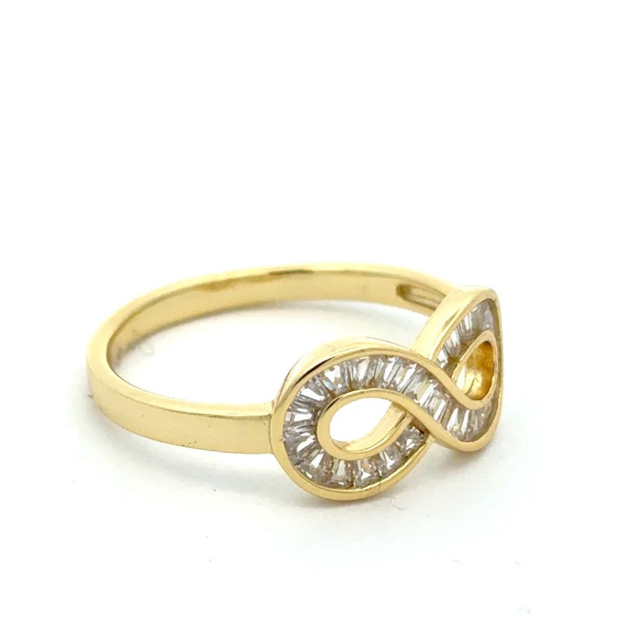 Infinity Ring with Baguette CZ Stones
