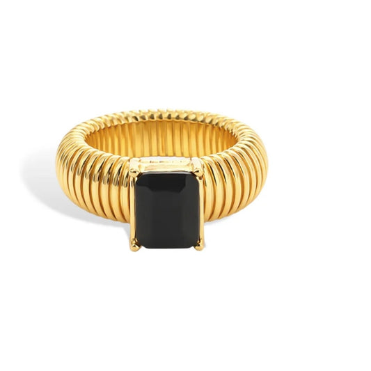 Muse Gold Ribbed Statement Ring