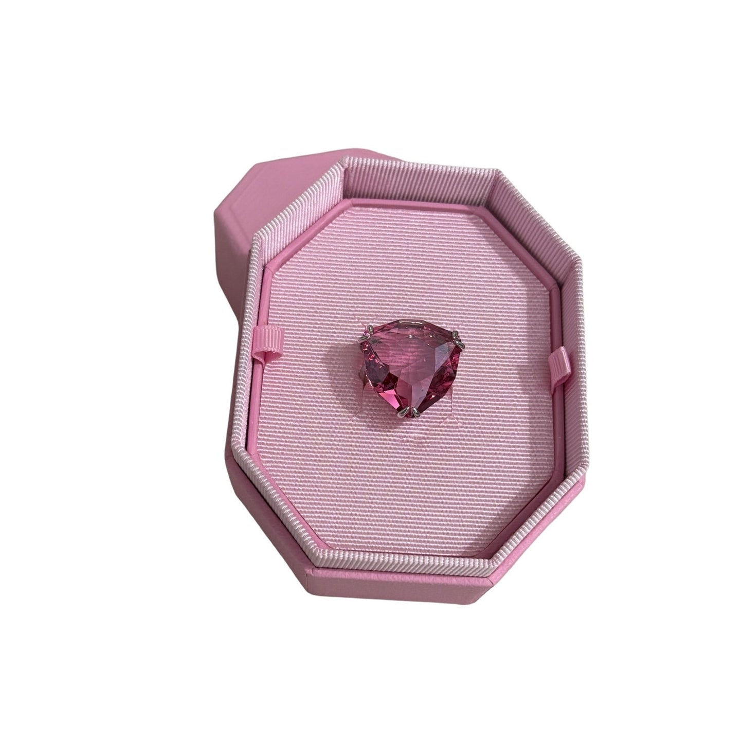 Swarovski Millenia cocktail ring Trilliant cut, Pink, Rhodium plated 55 / 7