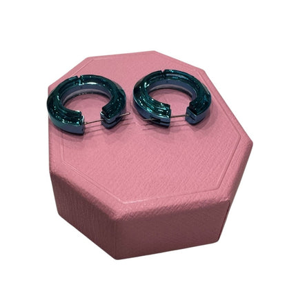 Swarovski Women's Hoop Earrings Lucent Blue Aluminum and Crystals