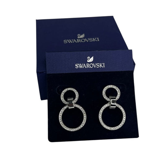 Swarovski Hollow hoop earrings White, Rhodium plated