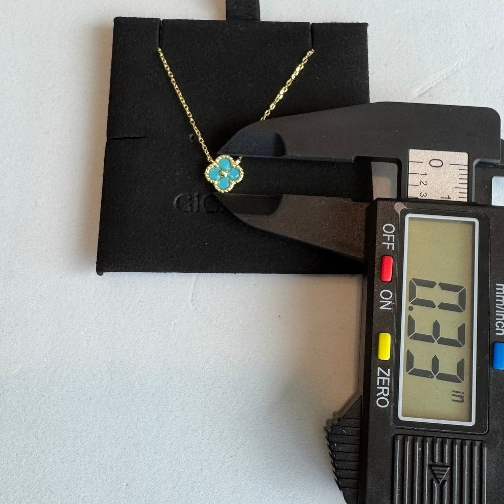 Turquoise Flower Pendant Necklace in Gold