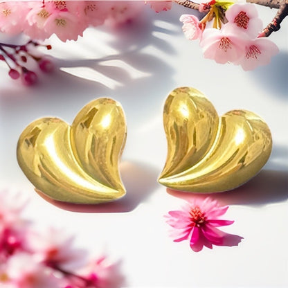 Golden Heart Stainless Steel Earrings for Everyday Elegance