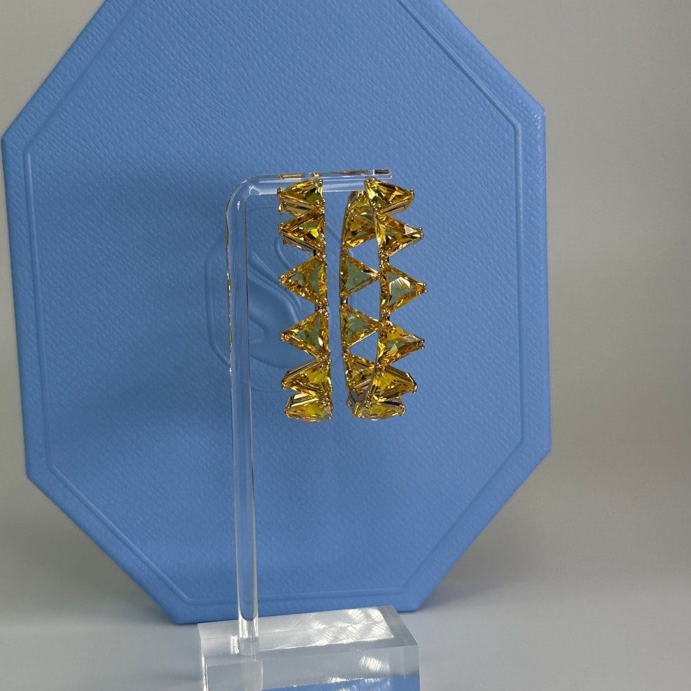 Swarovski Millenia hoop earrings Yellow, Gold-tone plated