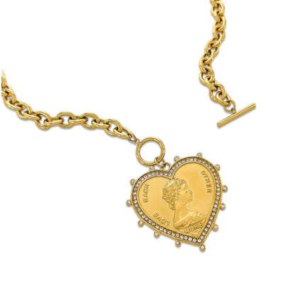 Amora Necklace Gold Chain with Vintage Inspired Heart Pendant