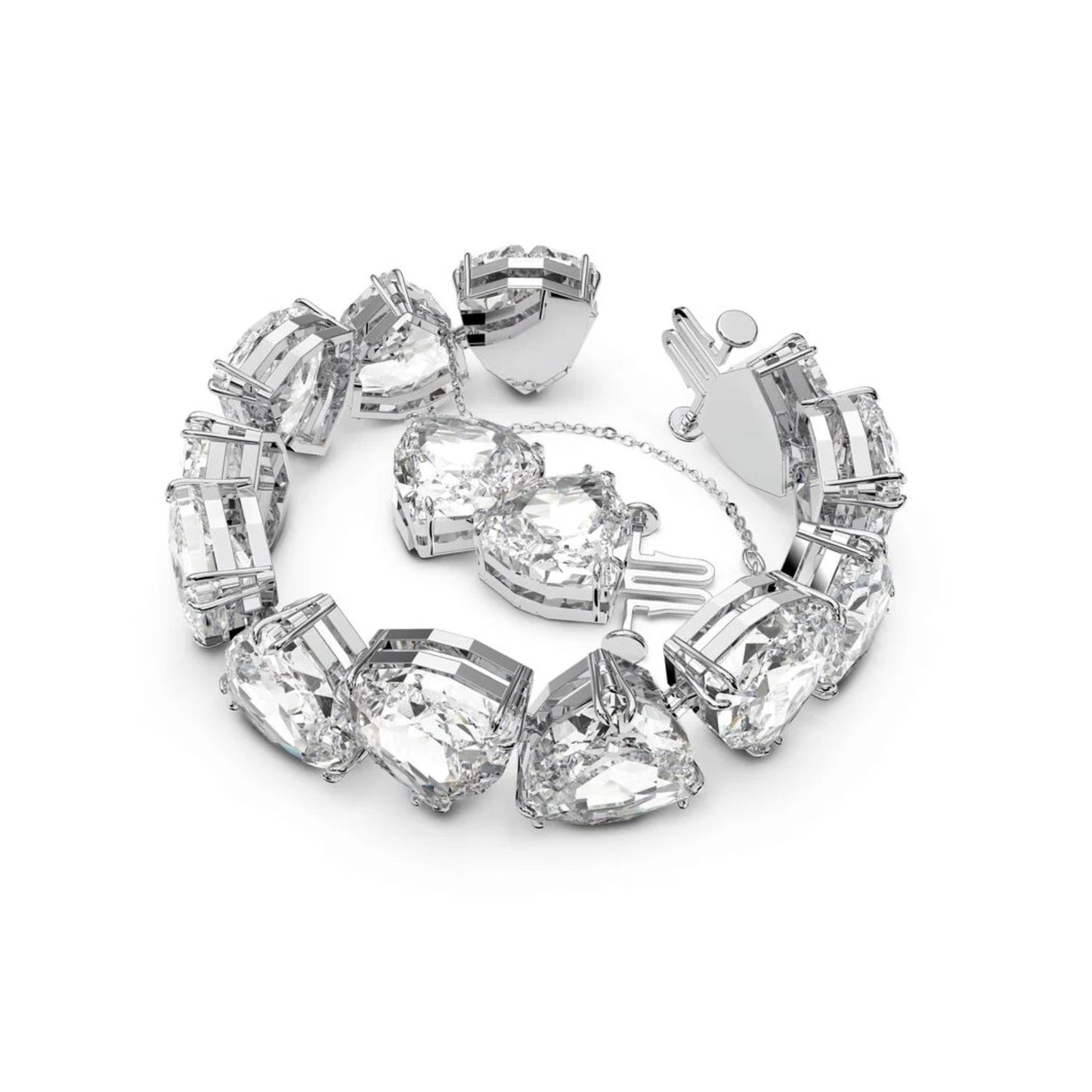 Swarovski Millenia bracelet Triangle cut crystals, White, Rhodium plated M