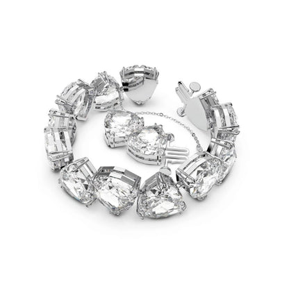Swarovski Millenia bracelet Triangle cut crystals, White, Rhodium plated M