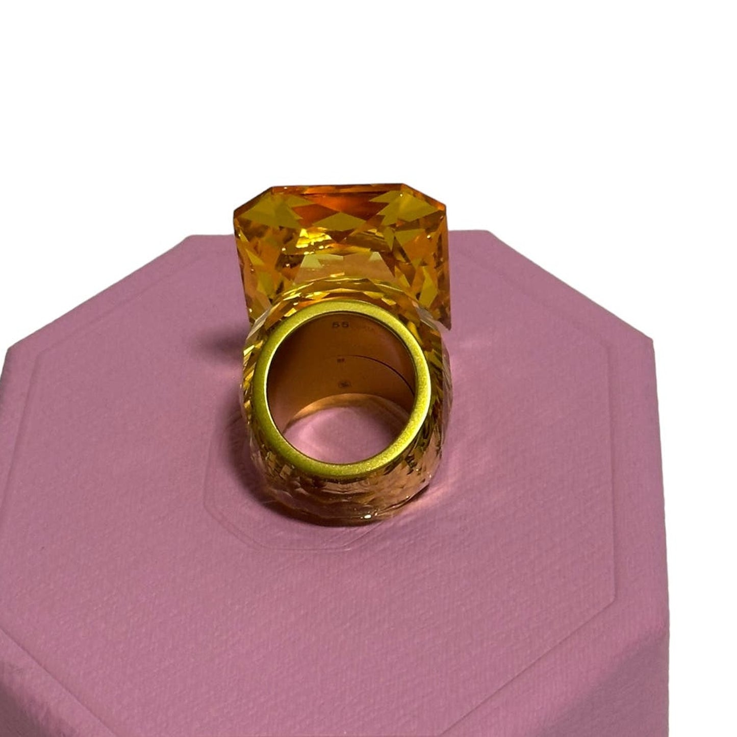 Swarovski Lucent cocktail ring Oversized crystal, Octagon cut, Yellow 60 / USA 9