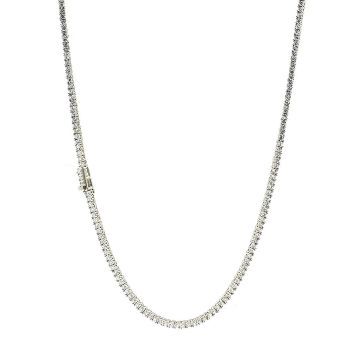2mm 925 Sterling Silver Tennis Chain Necklace 20" Cubic Zirconia