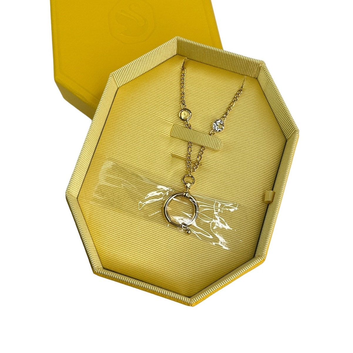 Swarovski Curiosa ring holder necklace Gold tone, Gold-tone plated