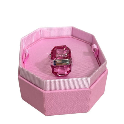 Swarovski Lucent ring Magnetic closure, Pink, Rhodium plated Size 55 / 7