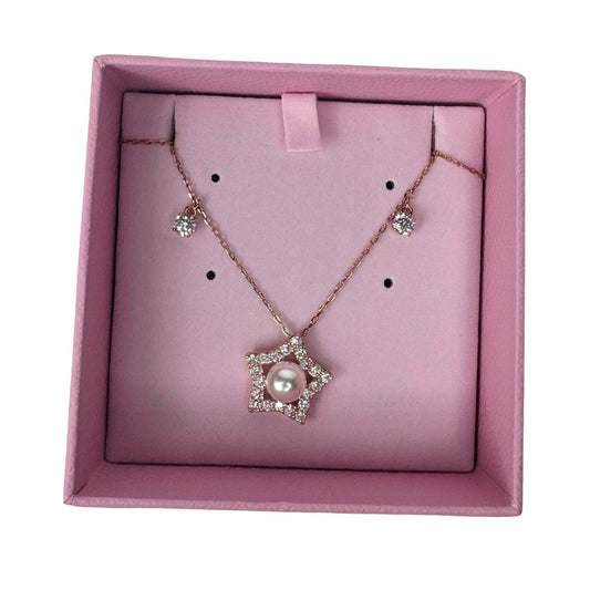 Swarovski Stella Necklace (Mixed cuts, Star, White, Rose gold-tone plated)