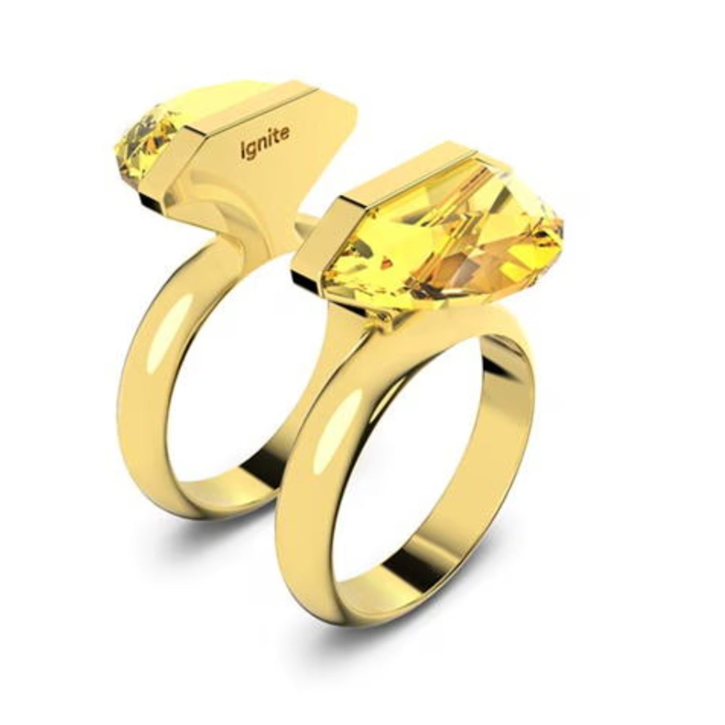 Swarovski Lucent ring Magnetic closure, Yellow, Gold-tone plated size 50/5