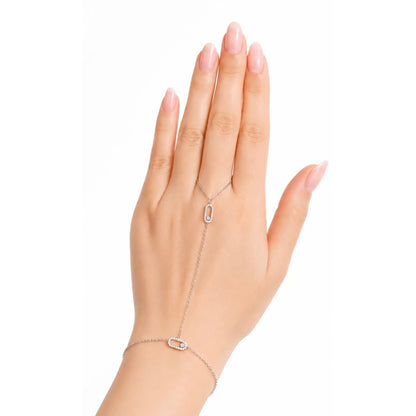 A Touch of Silver Oval Link Hand Chain with Finger Ring