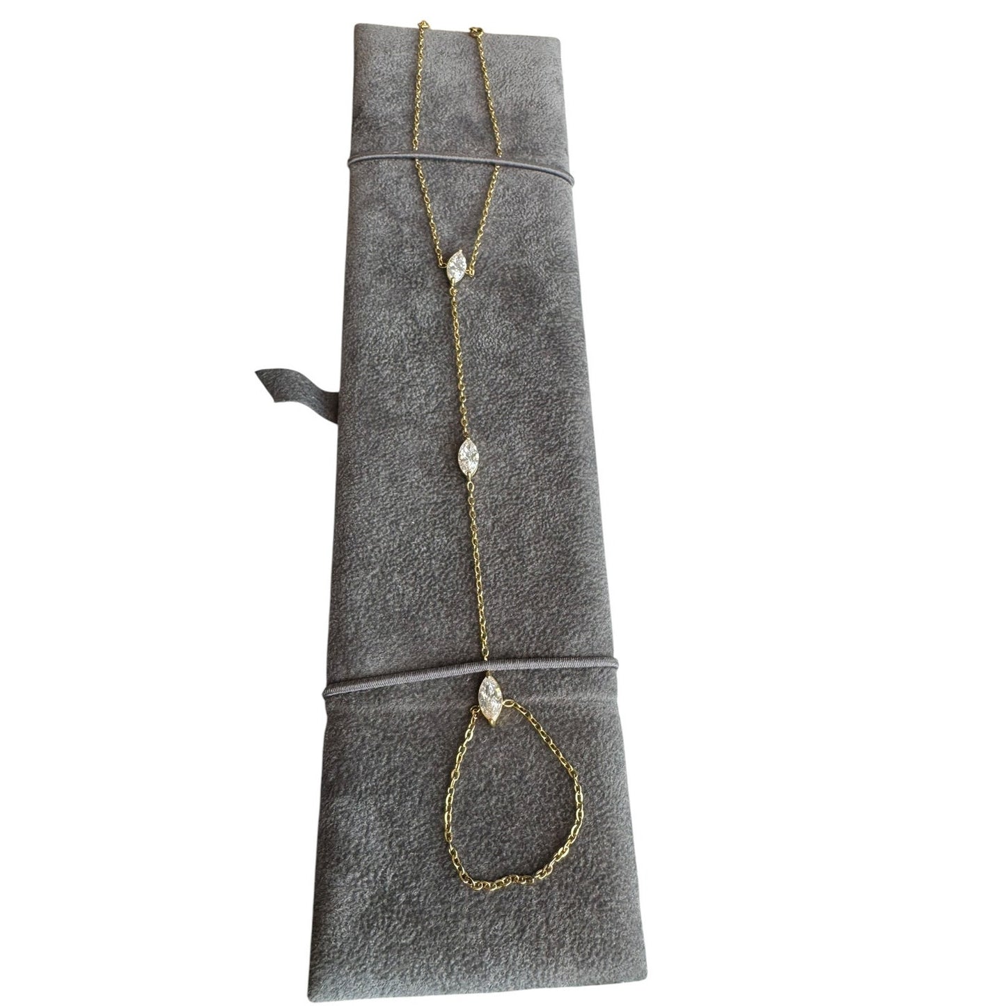 Golden Whisper Hand Chain with three marquise