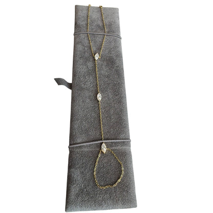 Golden Whisper Hand Chain with three marquise