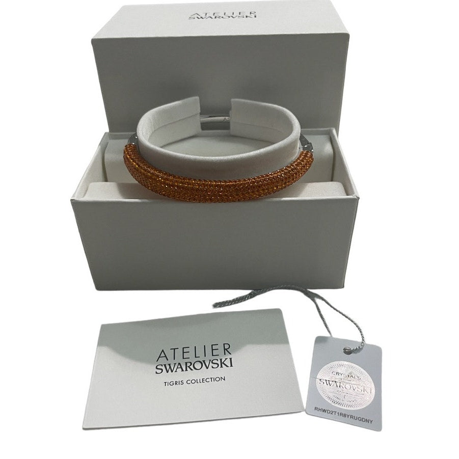 Swarovski atelier Tigris bangle Orange, Rhodium plated M Bracelet