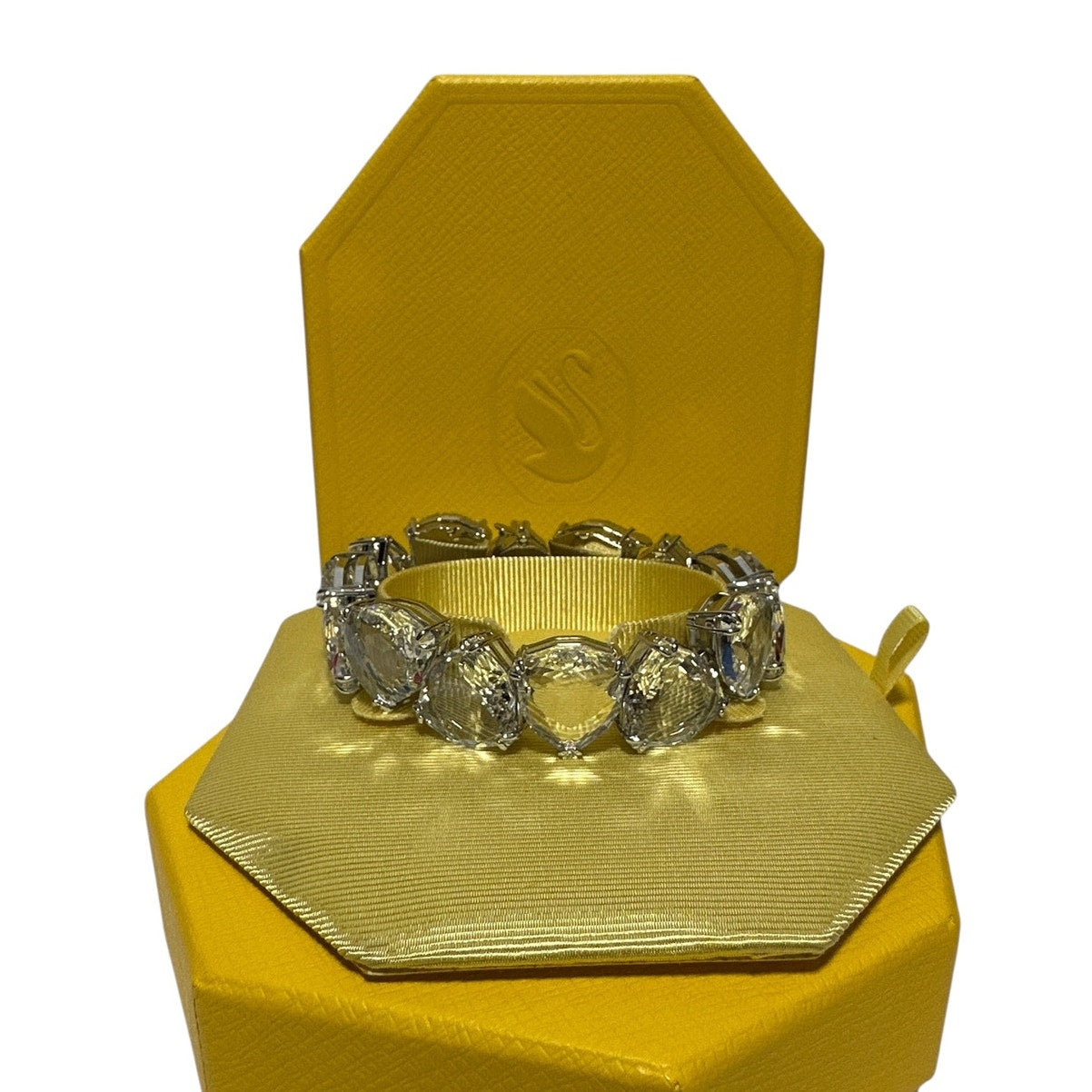 Swarovski Millenia bracelet Triangle cut crystals, White, Rhodium plated M