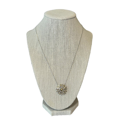 Swarovski Eternal Flower pendant Flower, Yellow, Rhodium plated necklace