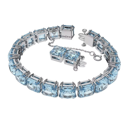 Swarovski Millenia Crystal Blue Square Cut Rhodium-Plated