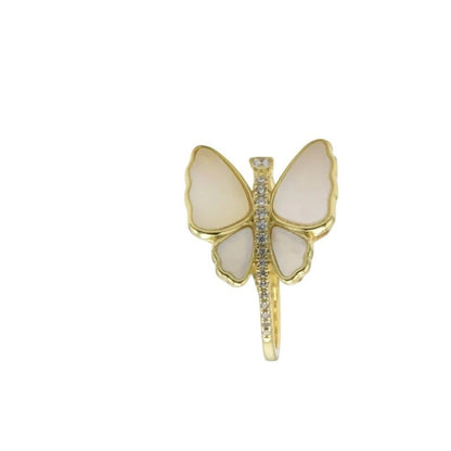 Beautiful Pave Outlined Stone Butterfly Ring Size 6