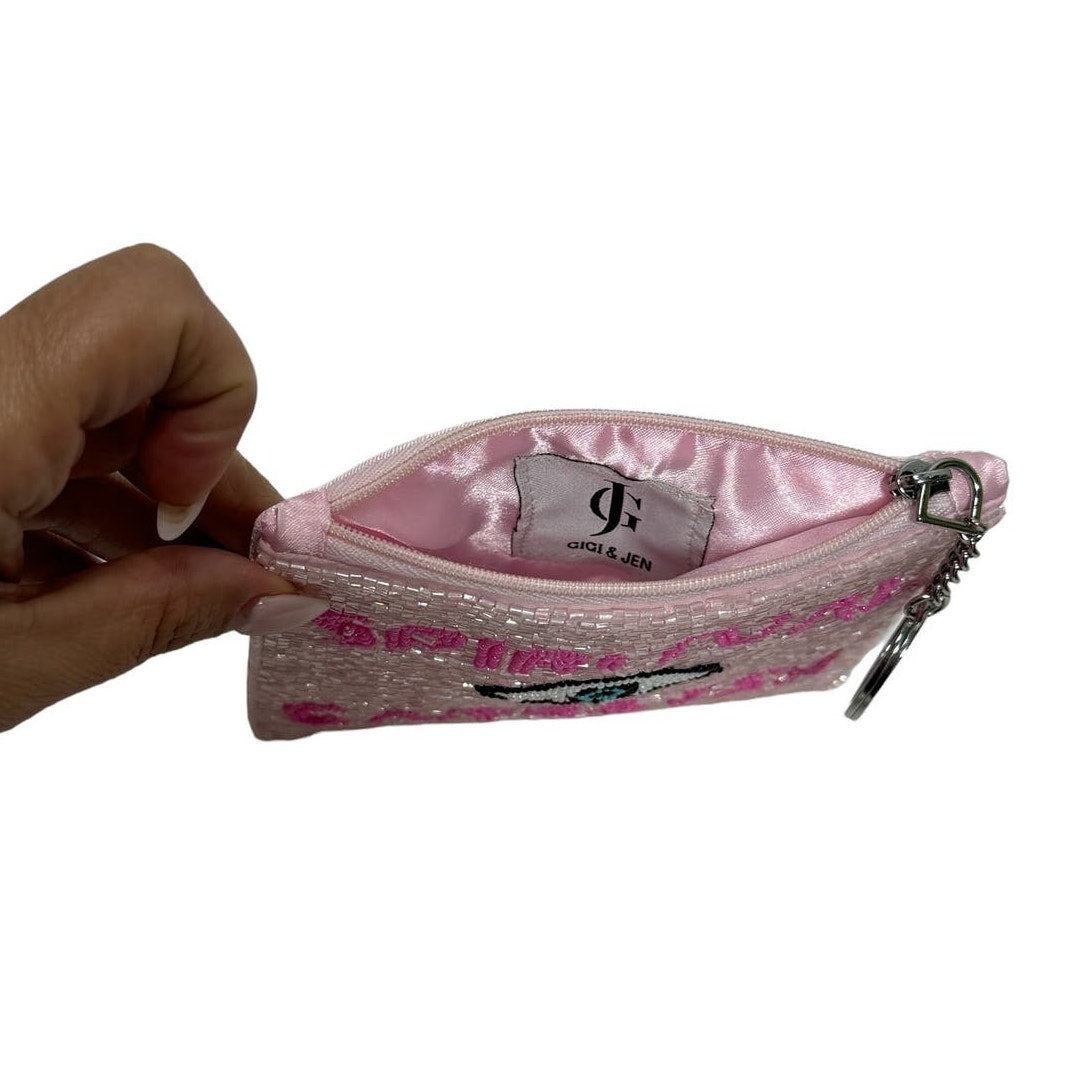 Gigi Spiritual Ganster Small Pouch Key Ring Evil Eye Design Pink/White New