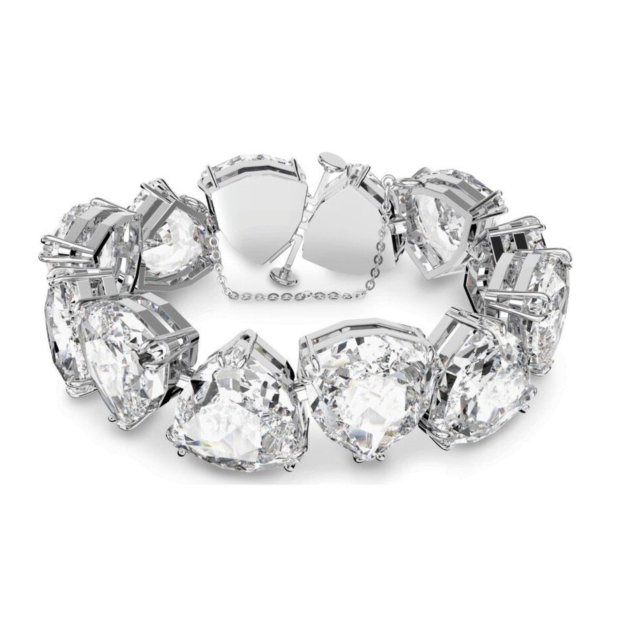Swarovski Millenia bracelet Triangle cut crystals, White, Rhodium plated M