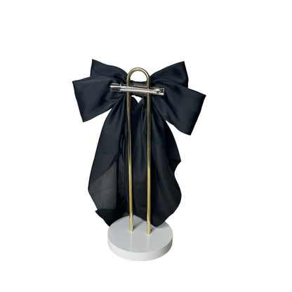 The Midnight Hour Hair Bow Clip Elegant Black Bow Hair Accessory for Formal & Everyday Wear