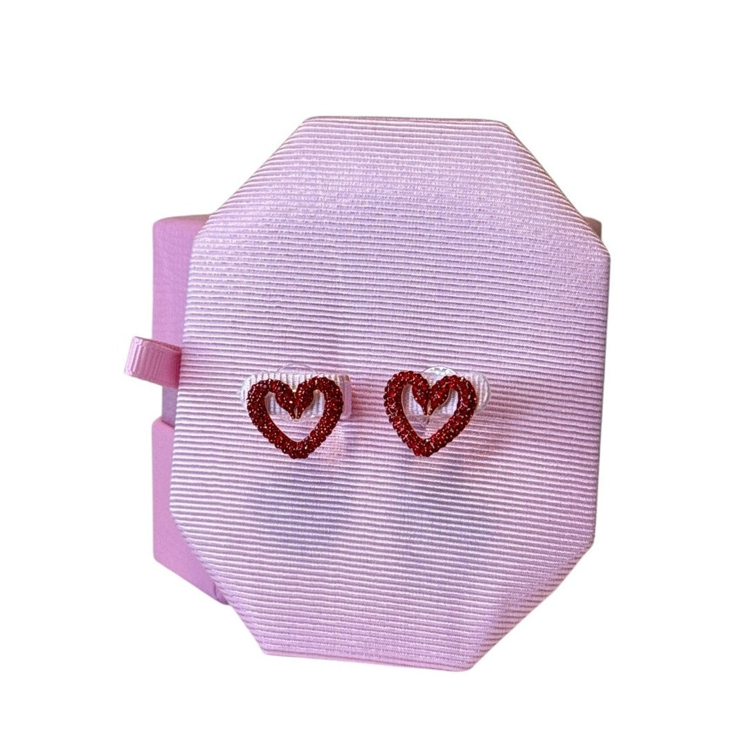 Swarovski Una Stud Red Heart Earrings Extra Small Gold-Tone Plated