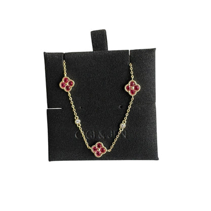 Necklace & Bracelet Red floral Jewelry Set