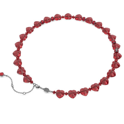 Swarovski Somnia necklace Mixed cuts, Heart, Red, Ruthenium plated