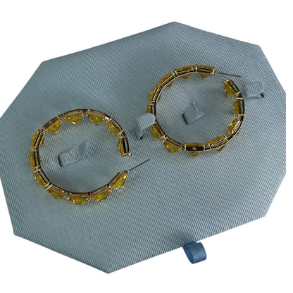 Swarovski Millenia hoop earrings Yellow, Gold-tone plated