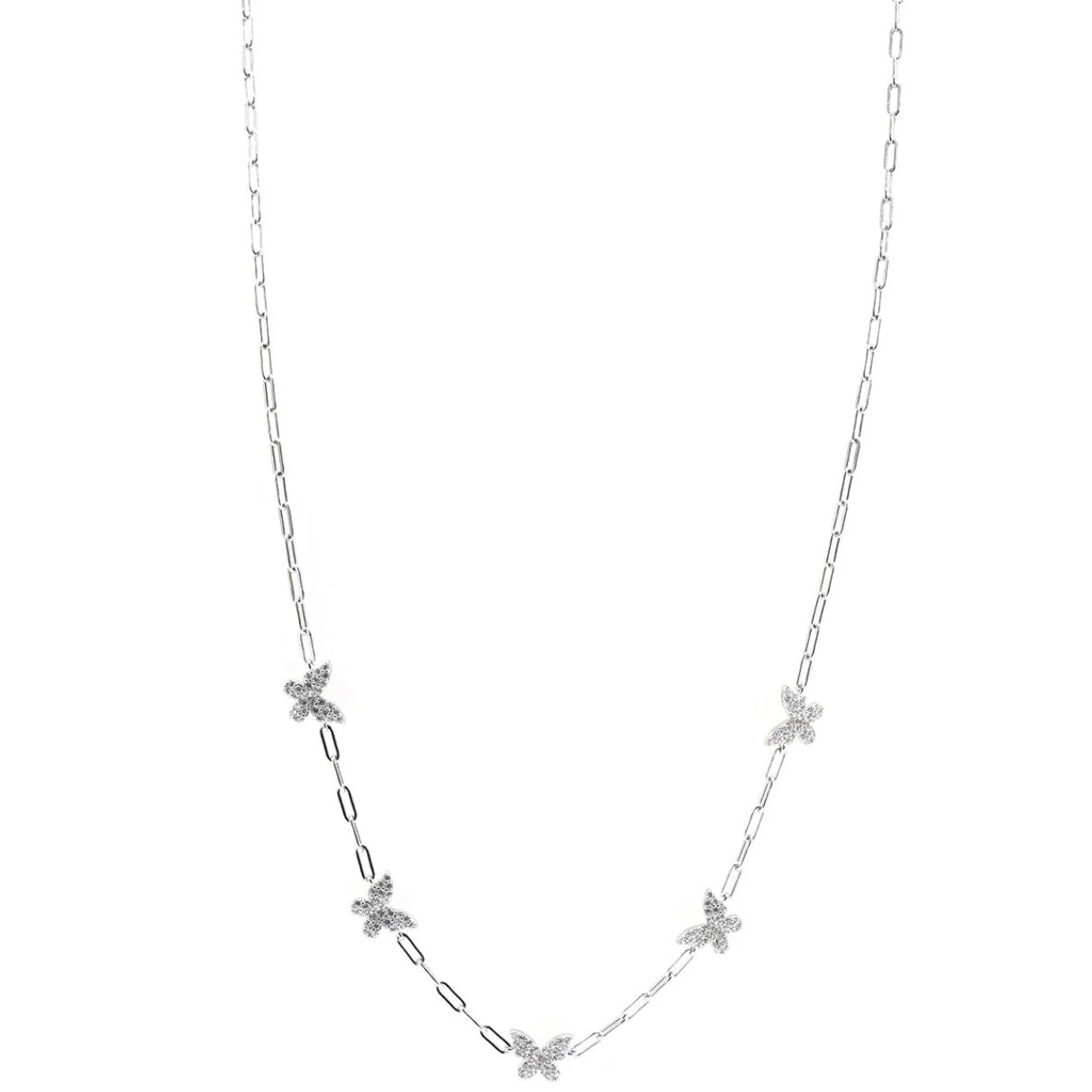 Pave 5 Butterfly Necklace for women 925 Sterling Silver