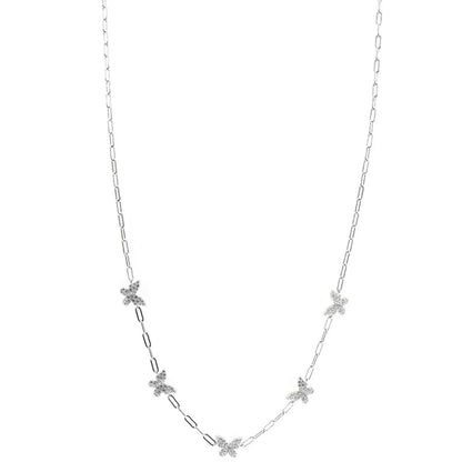 Pave 5 Butterfly Necklace for women 925 Sterling Silver