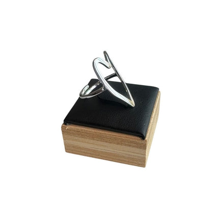 Abstract Heart Ring Minimalist Sculptural Design silver