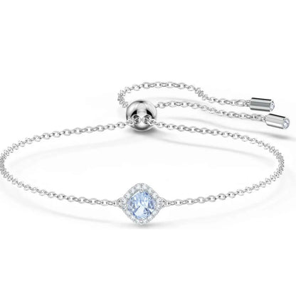 Swarovski Una Angelic bracelet Cushion cut, Blue, Rhodium plated M