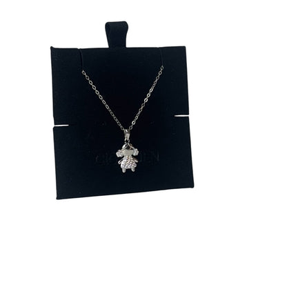 Little Girl Cubic Zirconia Pave Pendant Silver Necklace