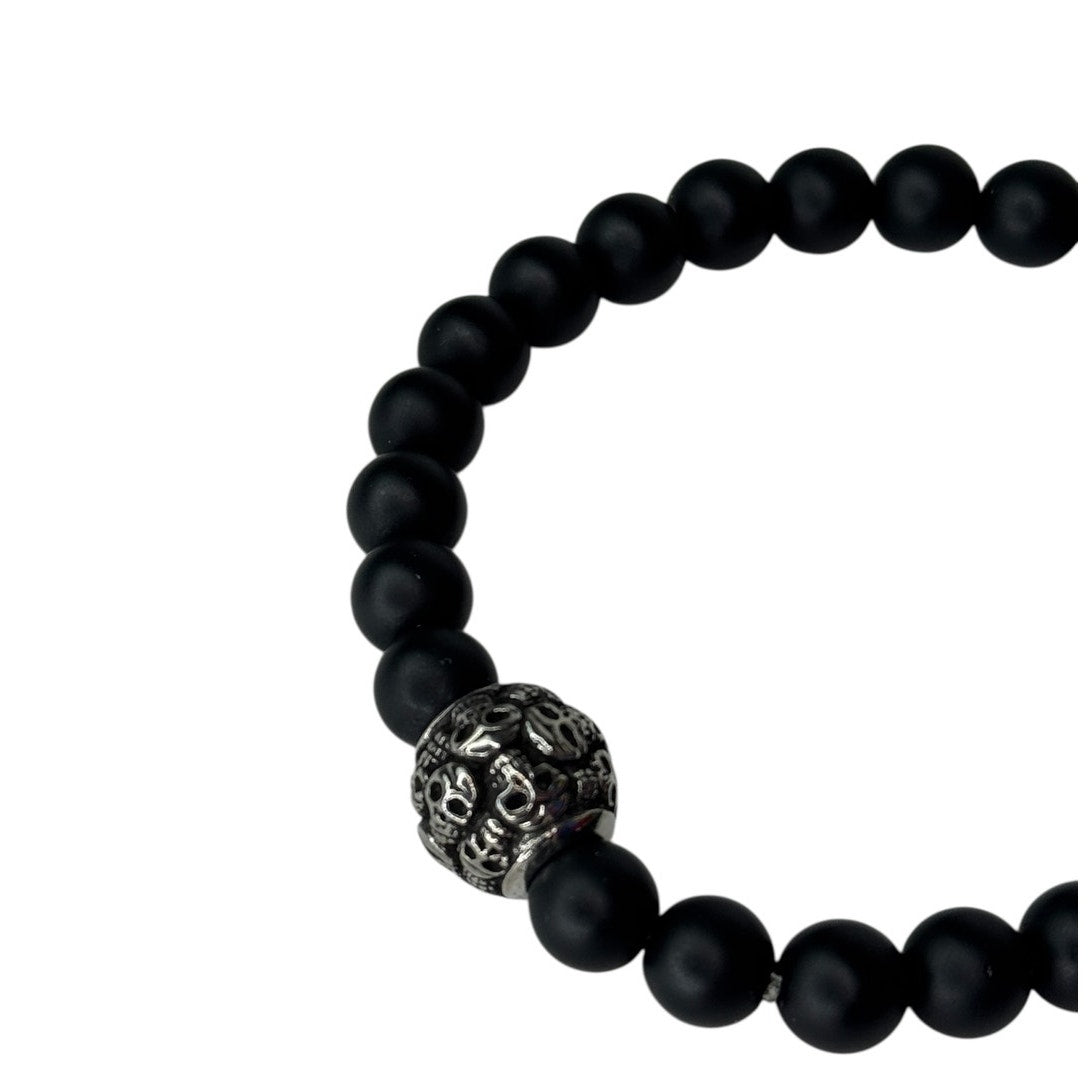 Balance & Power Men’s Bead Bracelet Skull, Yin Yang & Angel Wings Set