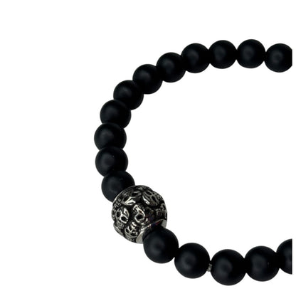 Balance & Power Men’s Bead Bracelet Skull, Yin Yang & Angel Wings Set