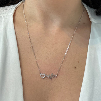 Heartbeat Necklace Silver Tone
