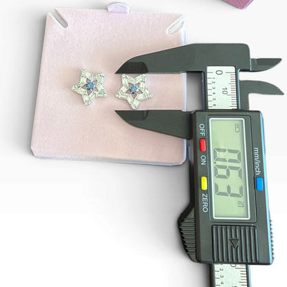 Swarovski Blue Stella Rhodium Plated Star Stud Earrings