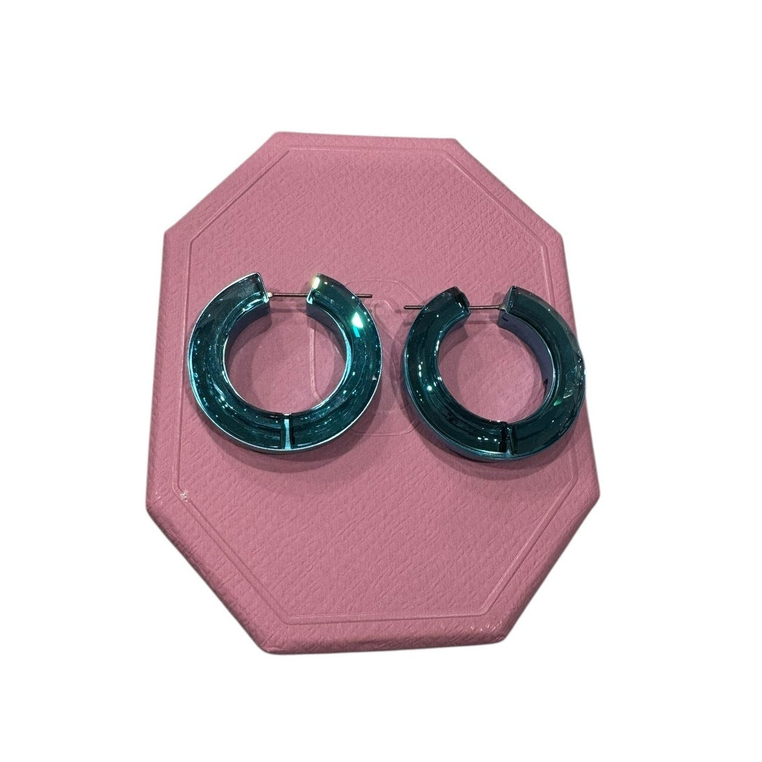 Swarovski Women's Hoop Earrings Lucent Blue Aluminum and Crystals