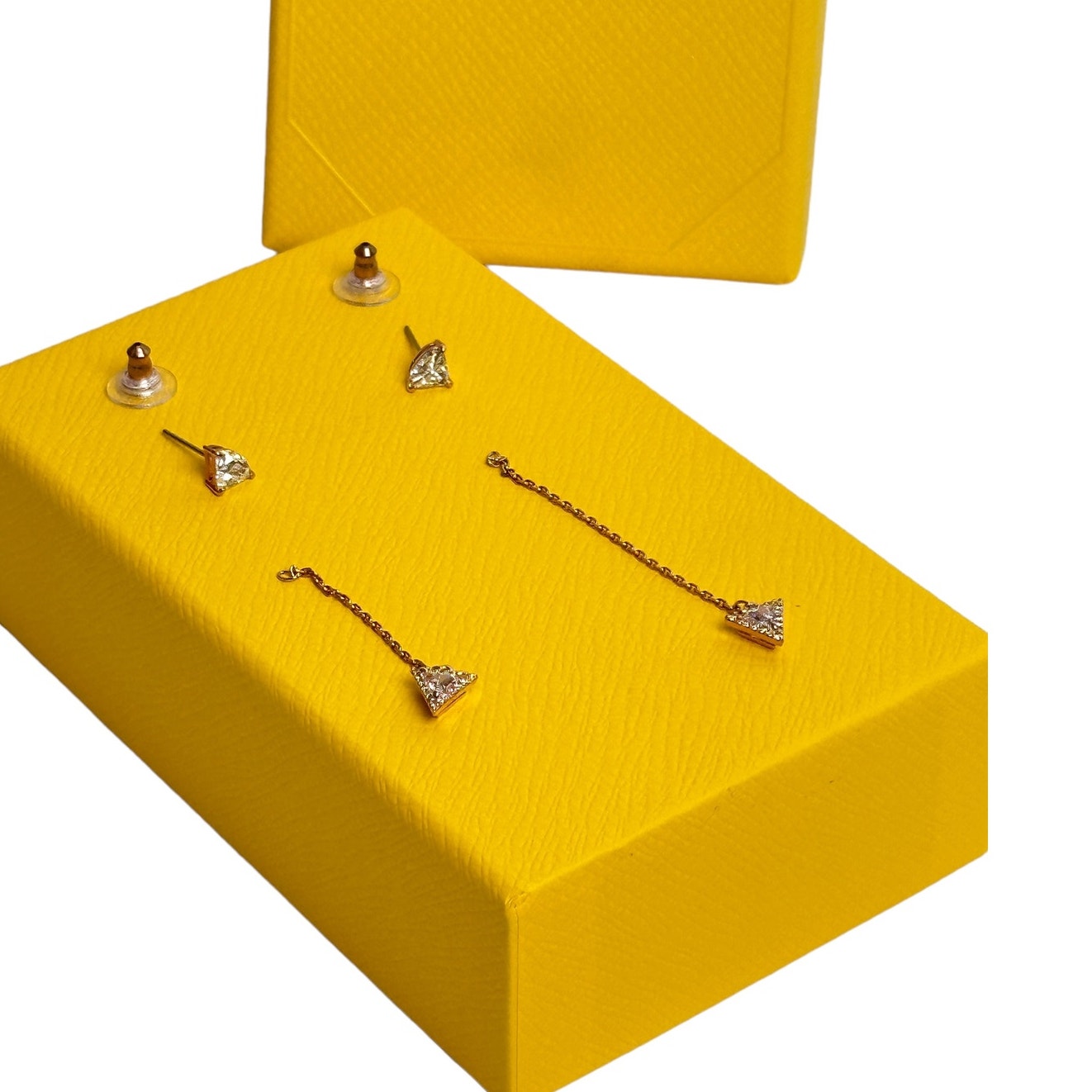 Swarovski Rose Gold Triangle Crystals Ortyx Drop Earrings