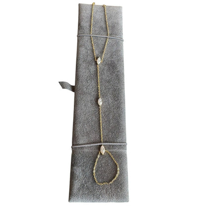 Golden Whisper Hand Chain with three marquise